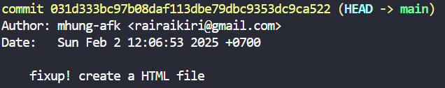 A new commit is created with the new change.