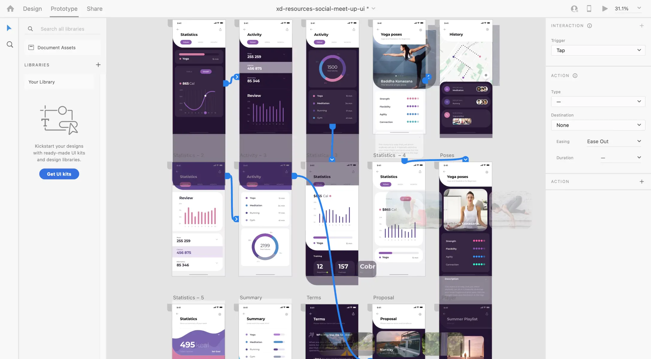 Adobe XD prototype view