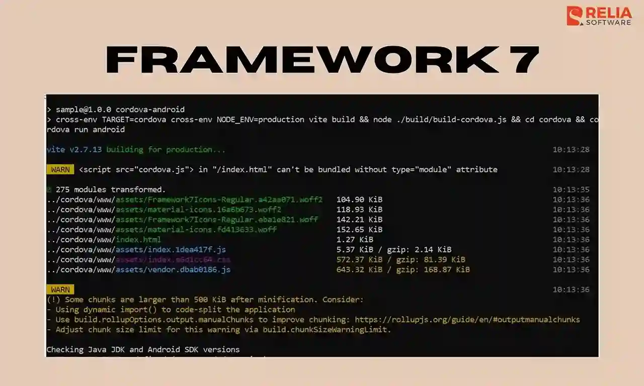 framework 7 android app development framework