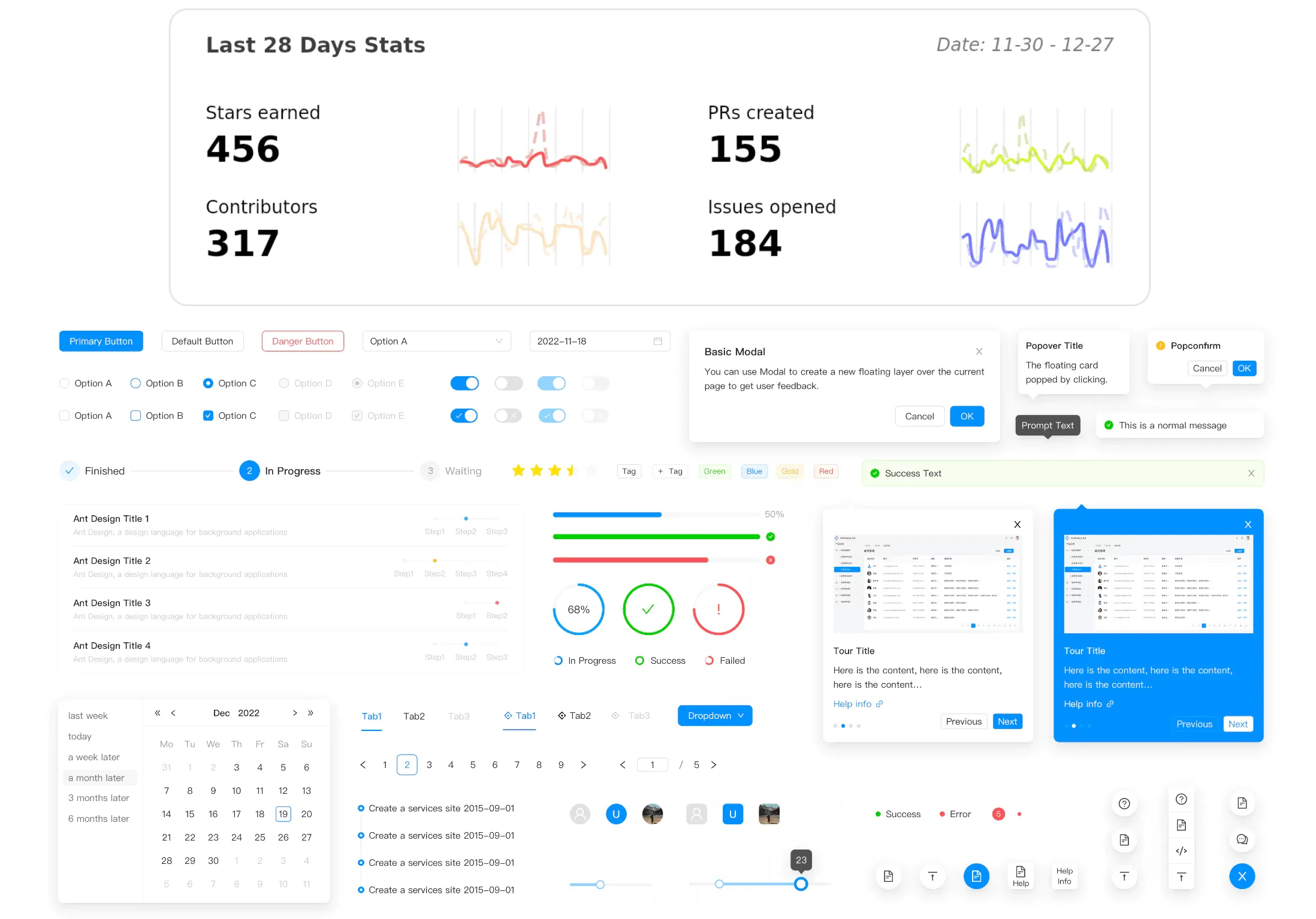 Ant Design is a React UI component library for building enterprise-level web application interfaces.