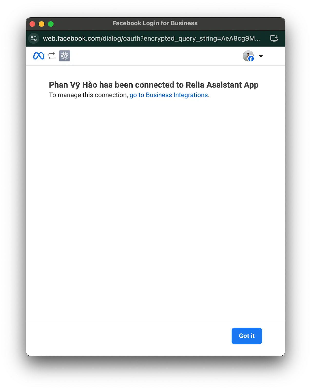 You have connected to your page successfully.