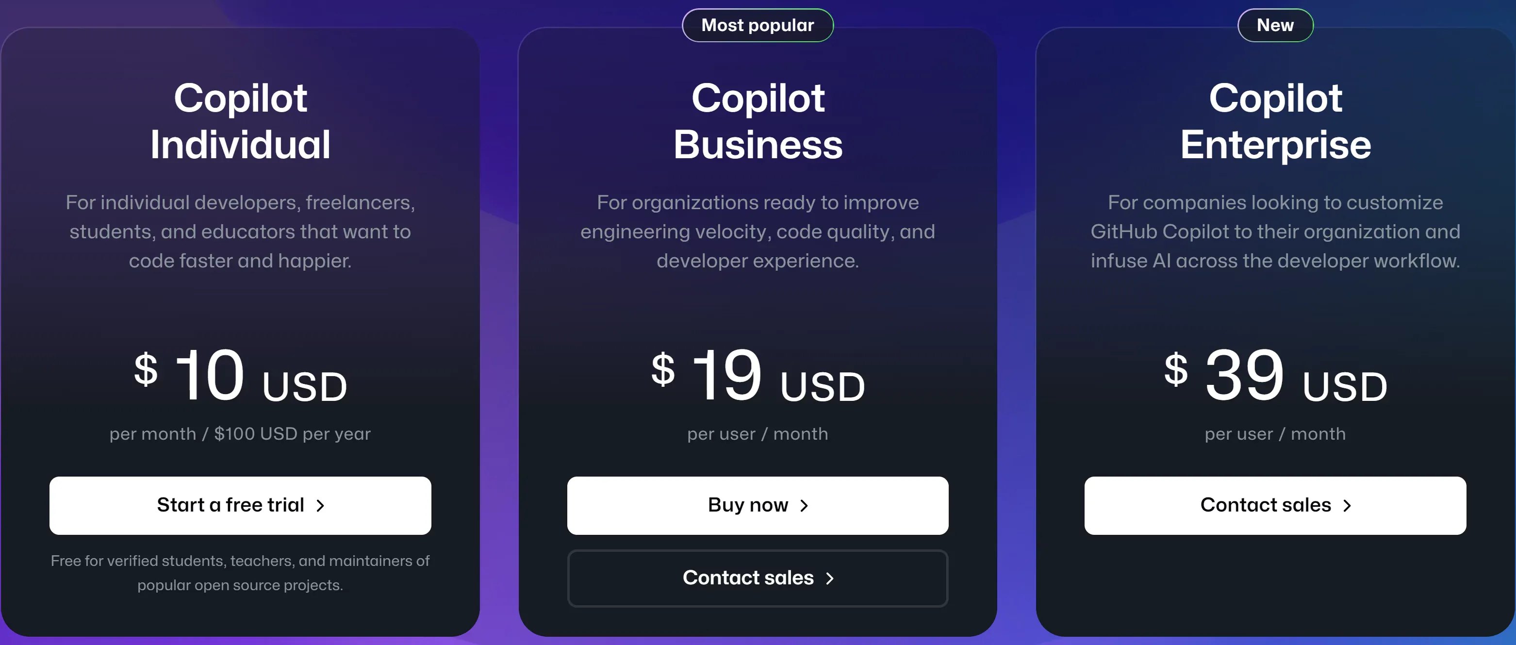 Copilot pricing