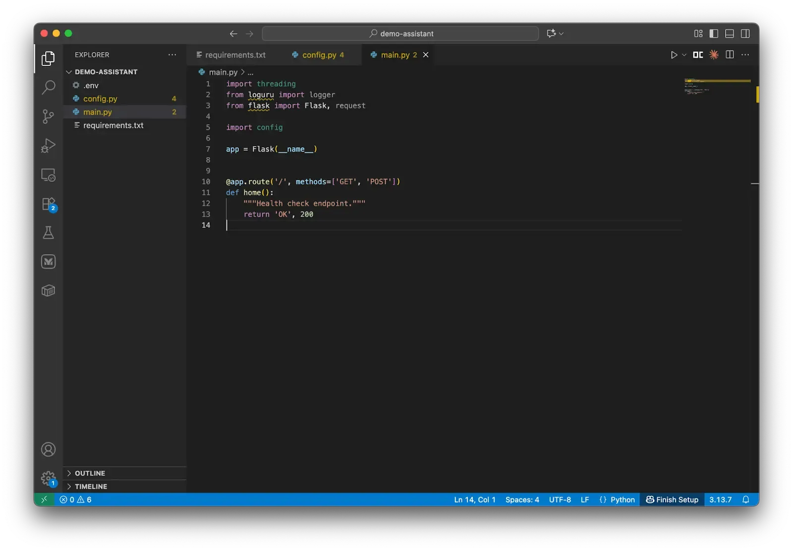 Create a file named main.py to store code.