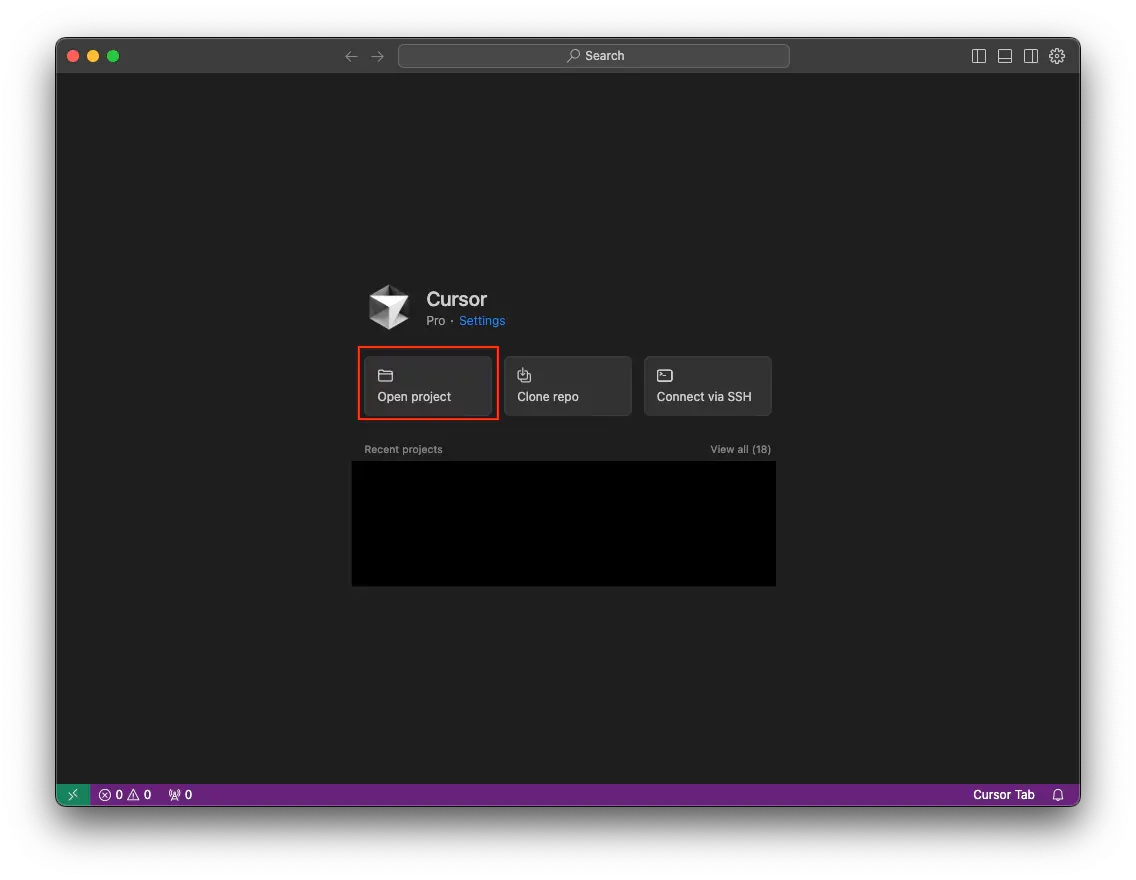 create a new project by clicking on the button “Open project"
