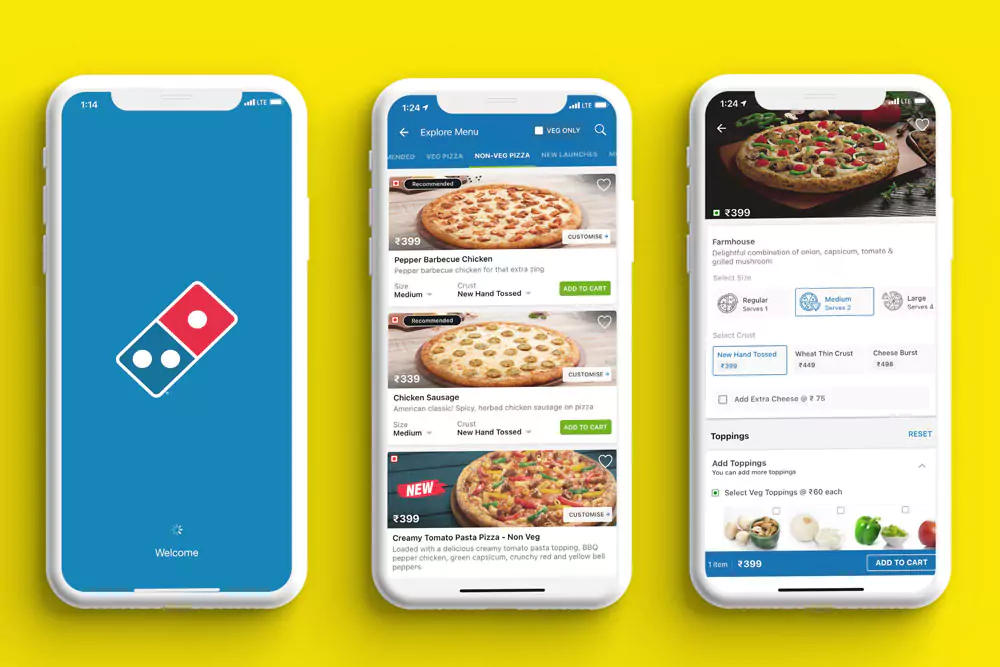 Domino's has its own online ordering platform and a dedicated team of delivery drivers.