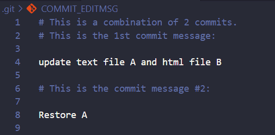 edit the message for the combination commit