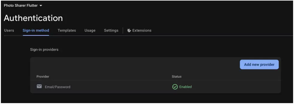 Firebase is now configured to handle users