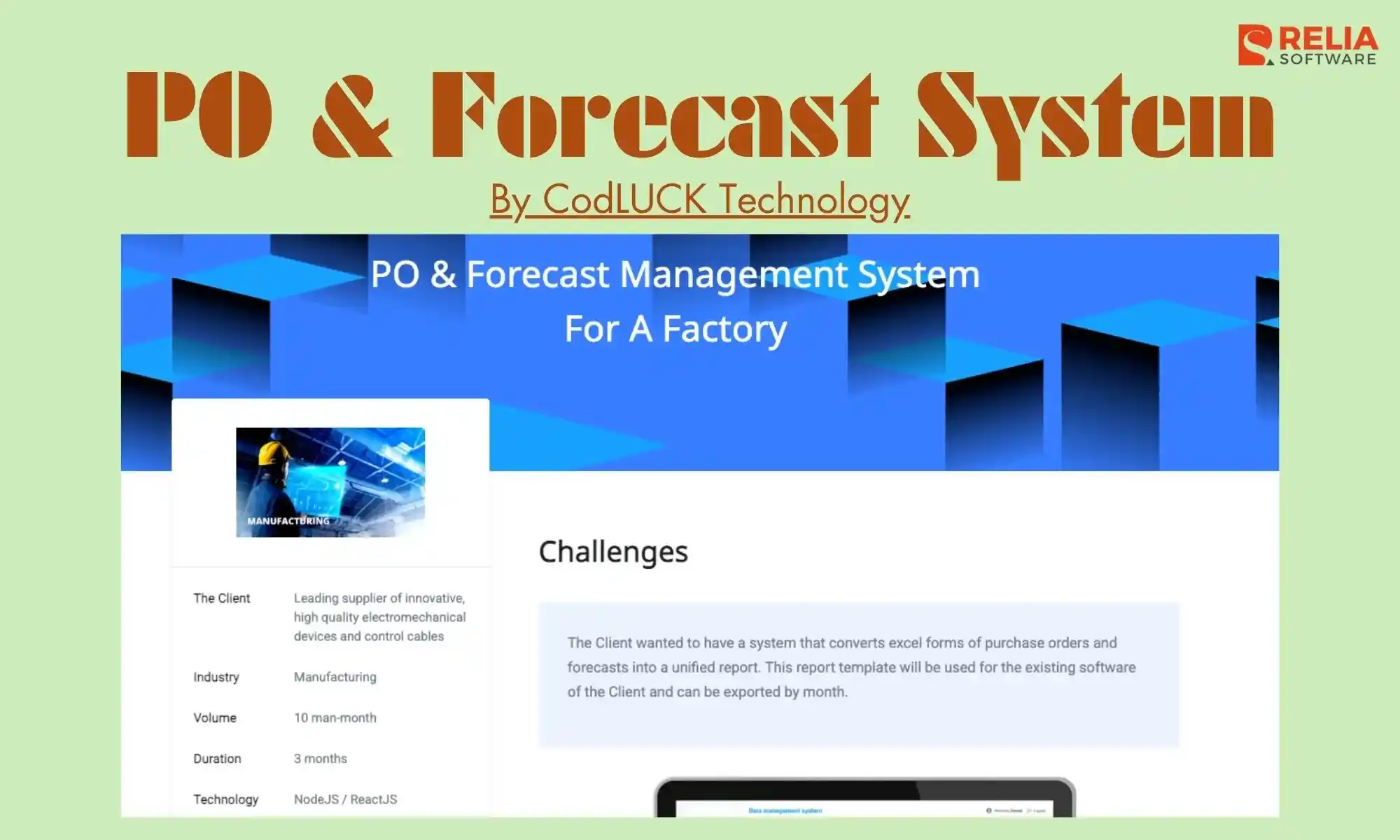 manufacturing software development company codluck