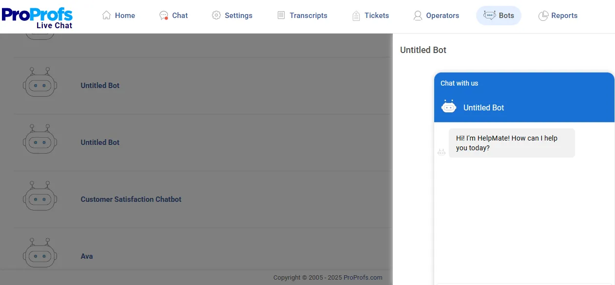 ProProfs Chat is an AI-powered chatbot tool