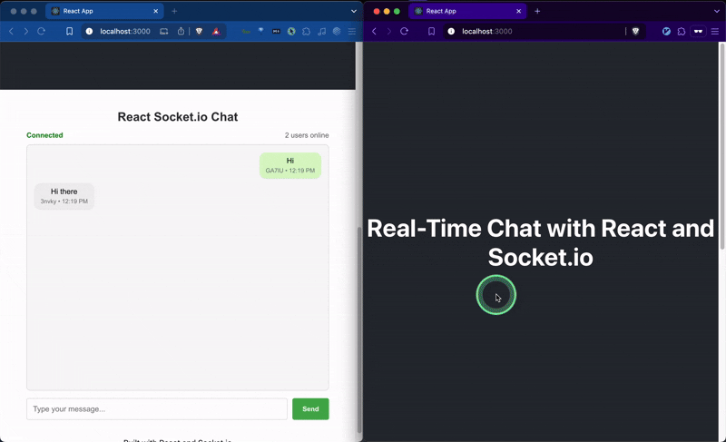 real-time React chat app in action
