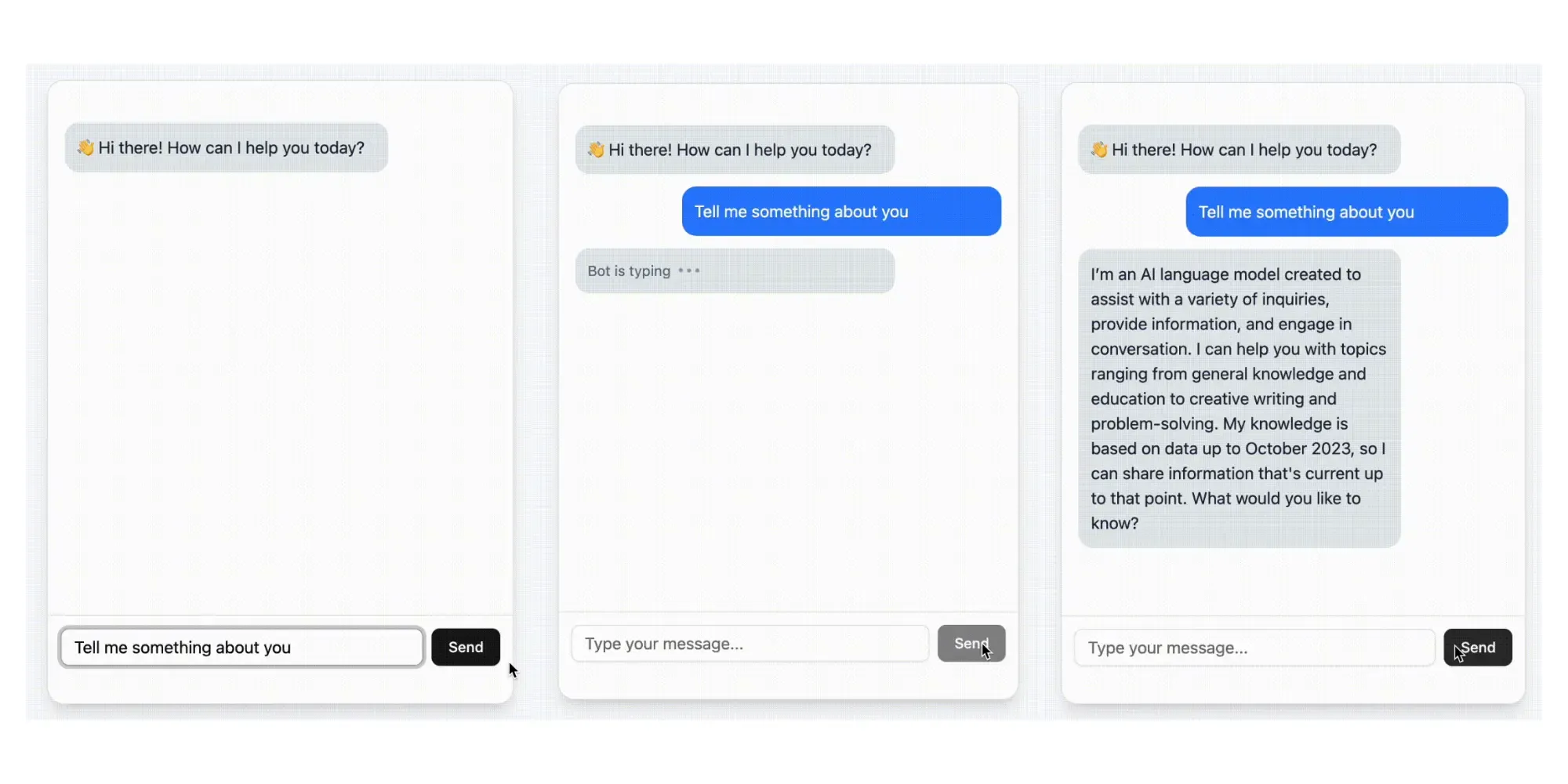 React chatbot UI changes