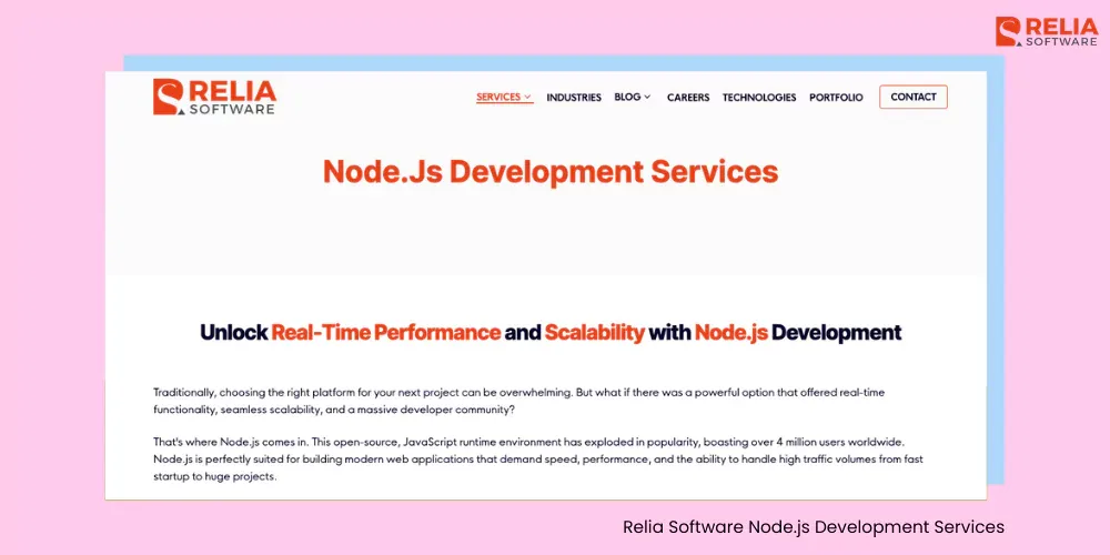 relia software nodejs development services