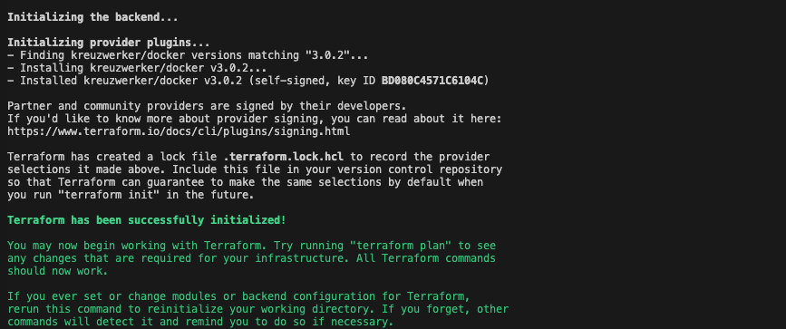 run the terraform init command to download 3rd libraries