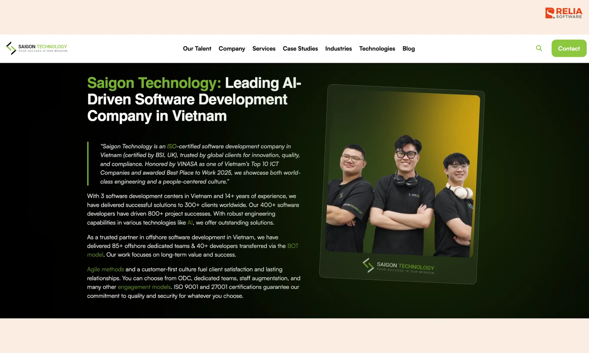 Saigon Technology is an ISO-certified Agile software company.