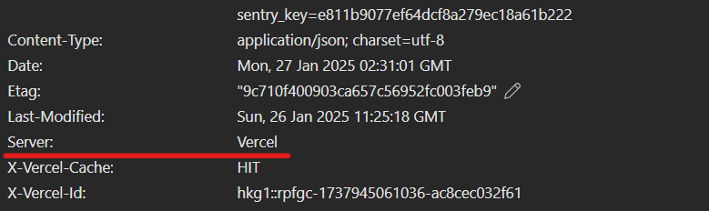 the “Server” header that has the value “Vercel”.