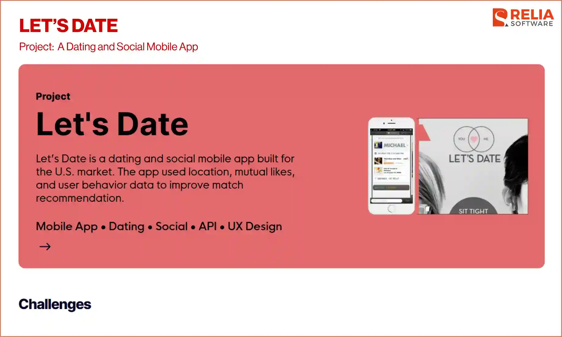 social media app relia software project lets date