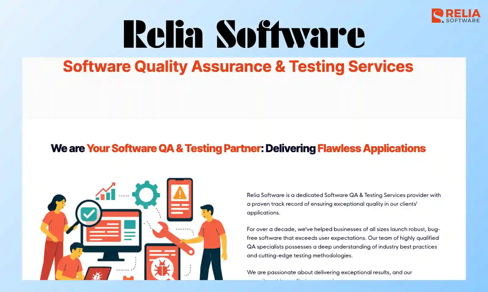 software testing outsourcing company relia software