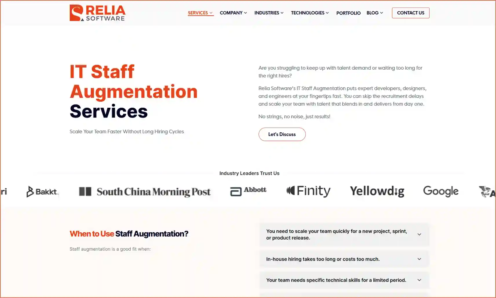 relia software staff augmentation companies 