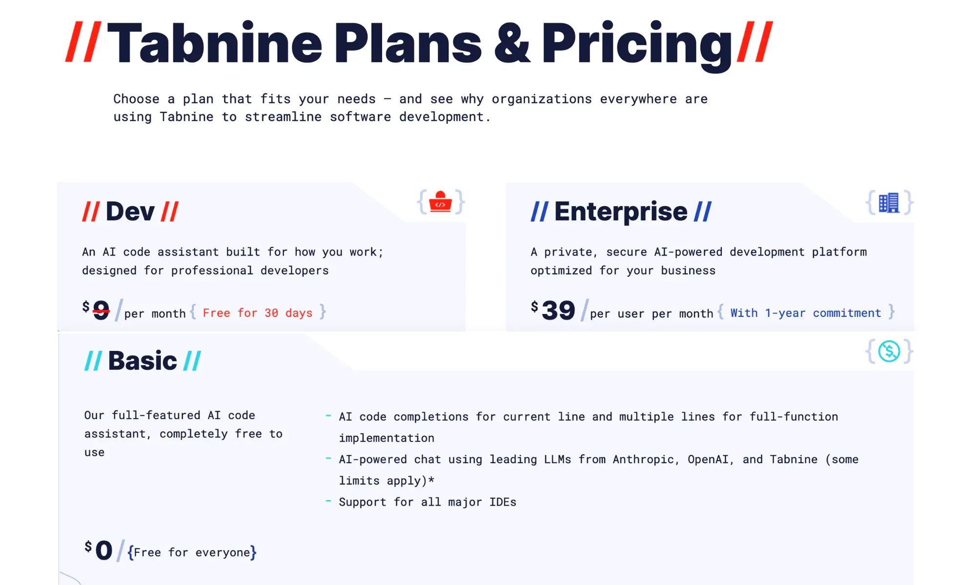 Tabnine's Pricing Plan