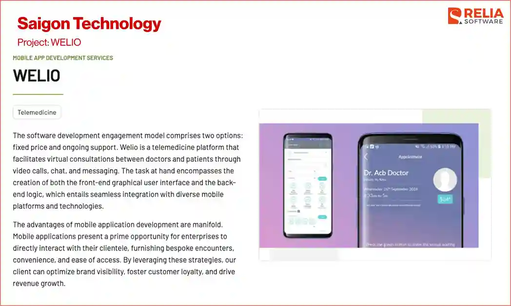 telemedicine app development company saigon technology