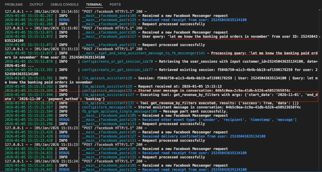 what it processed after receiving the first request. 