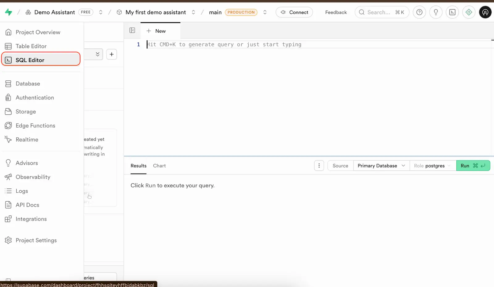 Create tables using the SQL editor