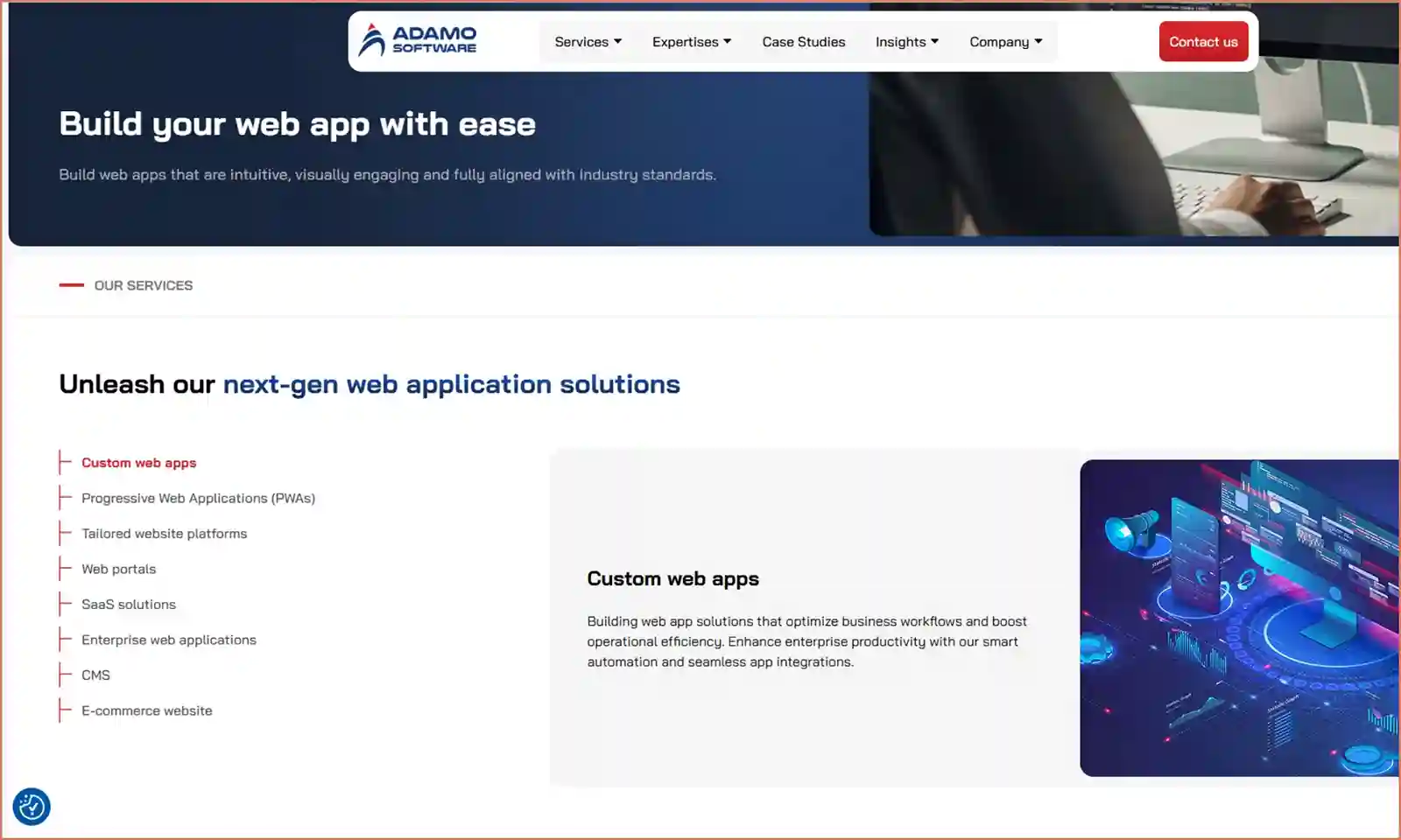web app development company Adamo 